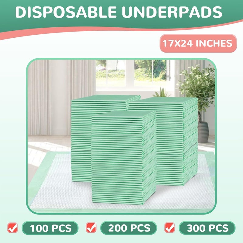 MILDPLUS Disposable Underpads 17"×24"(200 pcs) Light Absorbent Bed Pads Small Chucks Pads for Kids, Puppy, Cat and Tioilet - Image 3